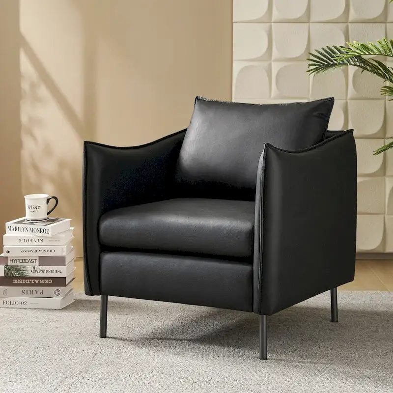 Christopher Contemporary Anti-Scratch Fabric Armchair with Black Metal Legs by HULALA HOME