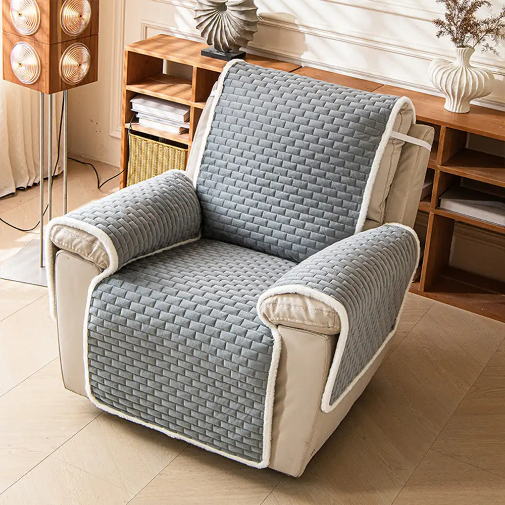 Plush Scratch-Resistant Recliner Couch Covers Slipcovers with Elastic Straps