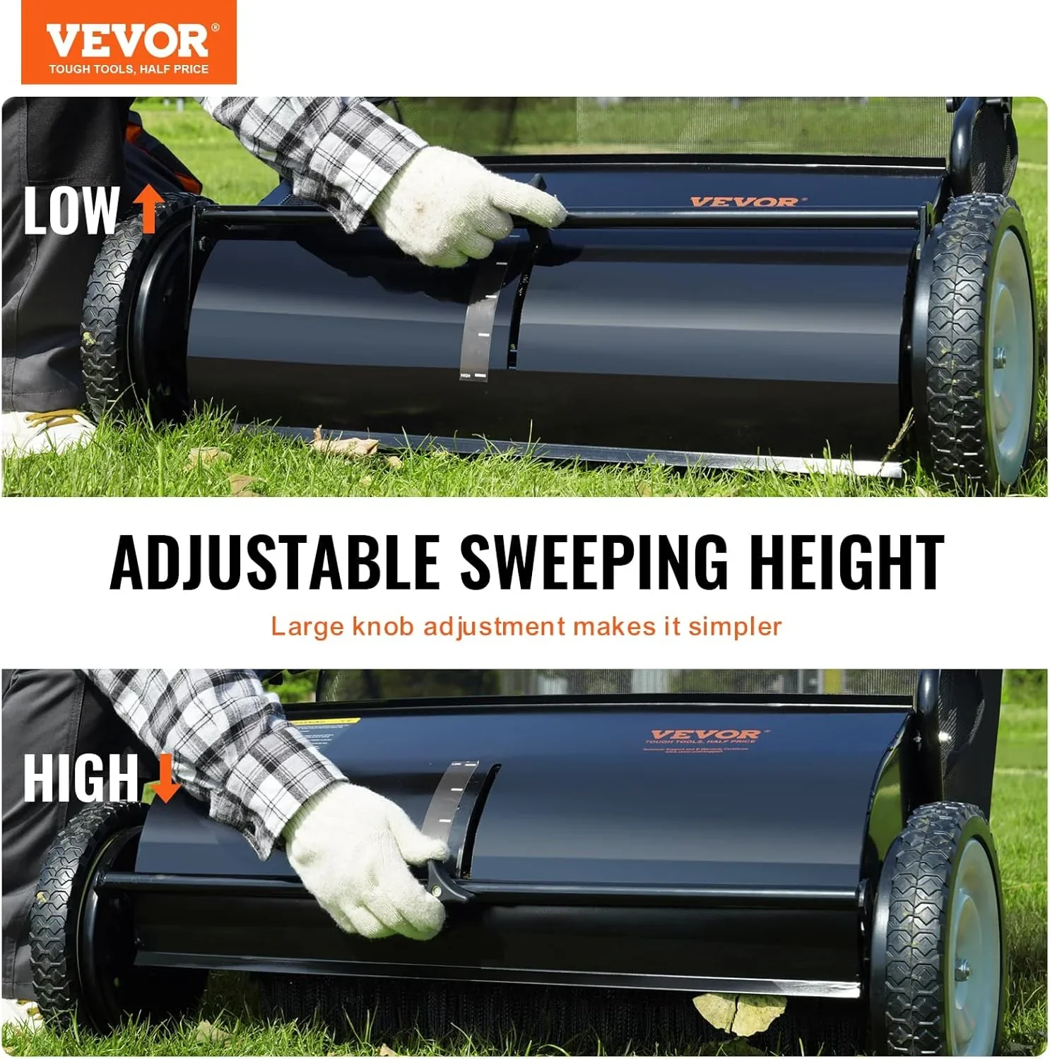 2025 Heavy Duty Steel 26 Inch Collector Push Lawn Sweeper