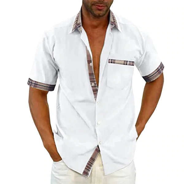 EvalonrealmTM Men's Casual Plaid Collar Button Summer Shirt
