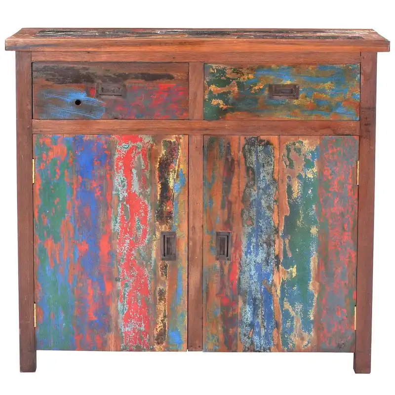 Marina Del Rey Eco-Friendly Teak Wood Linen Cabinet with 2 Doors and 2 Drawers