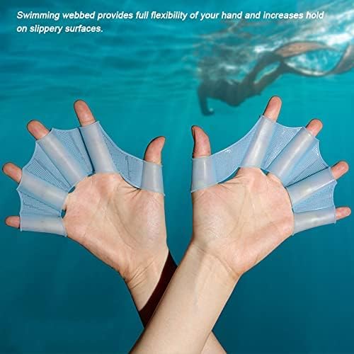 Swim Fins for Lap Swimming Silicone Gloves 1 Pair Swimming Equipment Unisex Shark Fin Swimming Fins(Size:Large,Color:Blue)