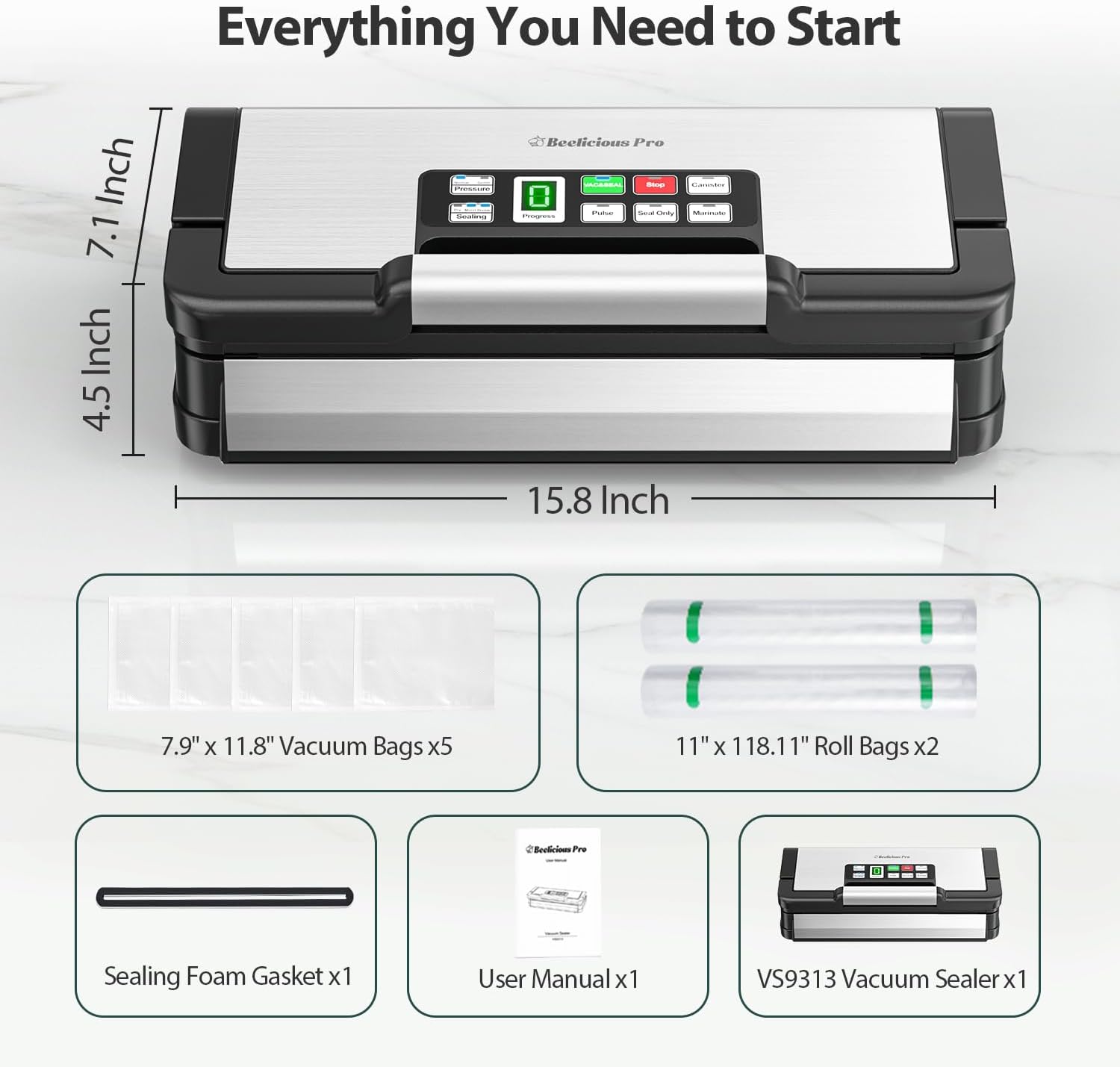 BEELICIOUS PRO Precision Vacuum Sealer Machine - Automatic Food Sealer