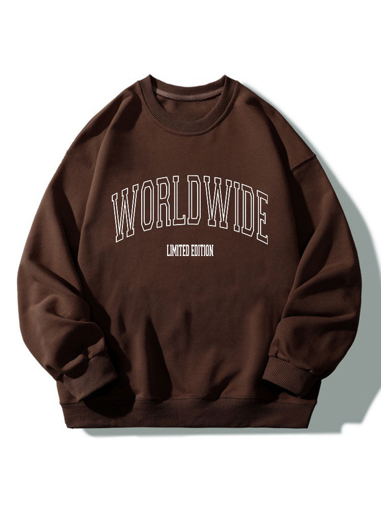 Worldwide Letter Print Crew Neck Relaxed Sweatshirt