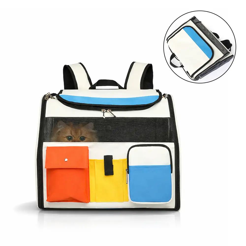 Portable Rolling Pet Backpack Carrier with Detachable Trolley Dog Cat Carrier