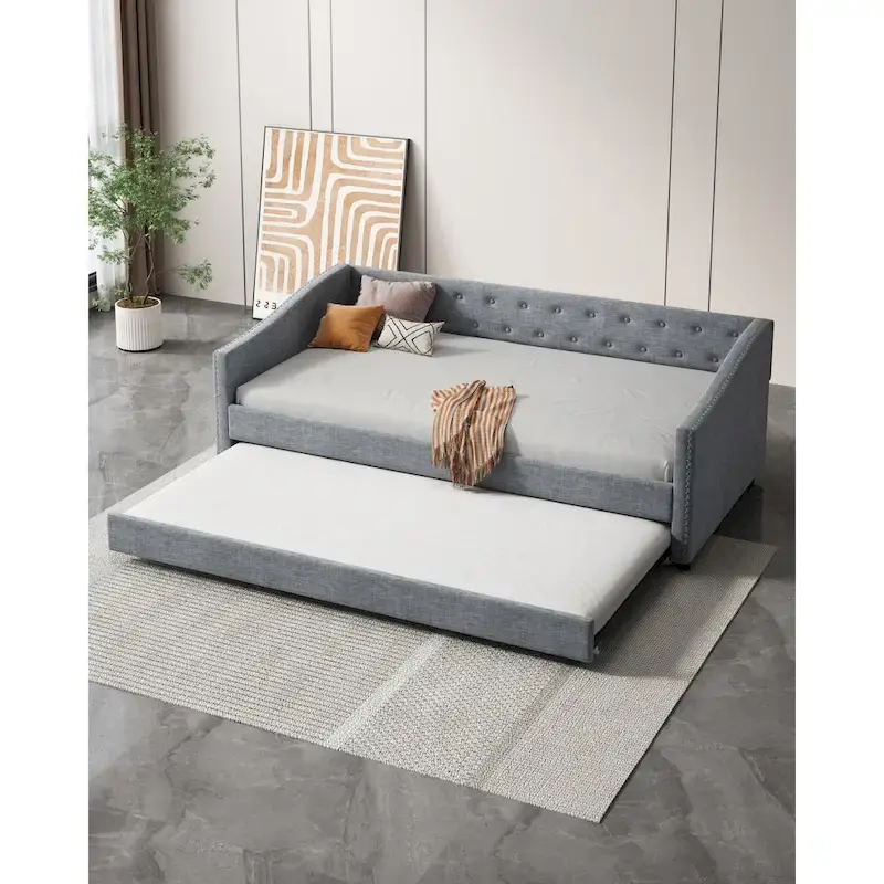 Christopher Knight Home Bennett Tufted Daybed Sofa with Storage Drawers and Stylish Curved Arms