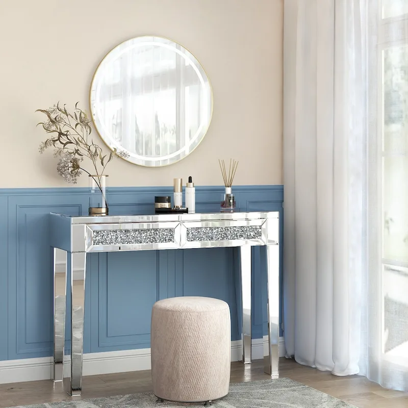 Glamorous Mirrored Console Table with 2 Drawers - Dimensions: 29.92