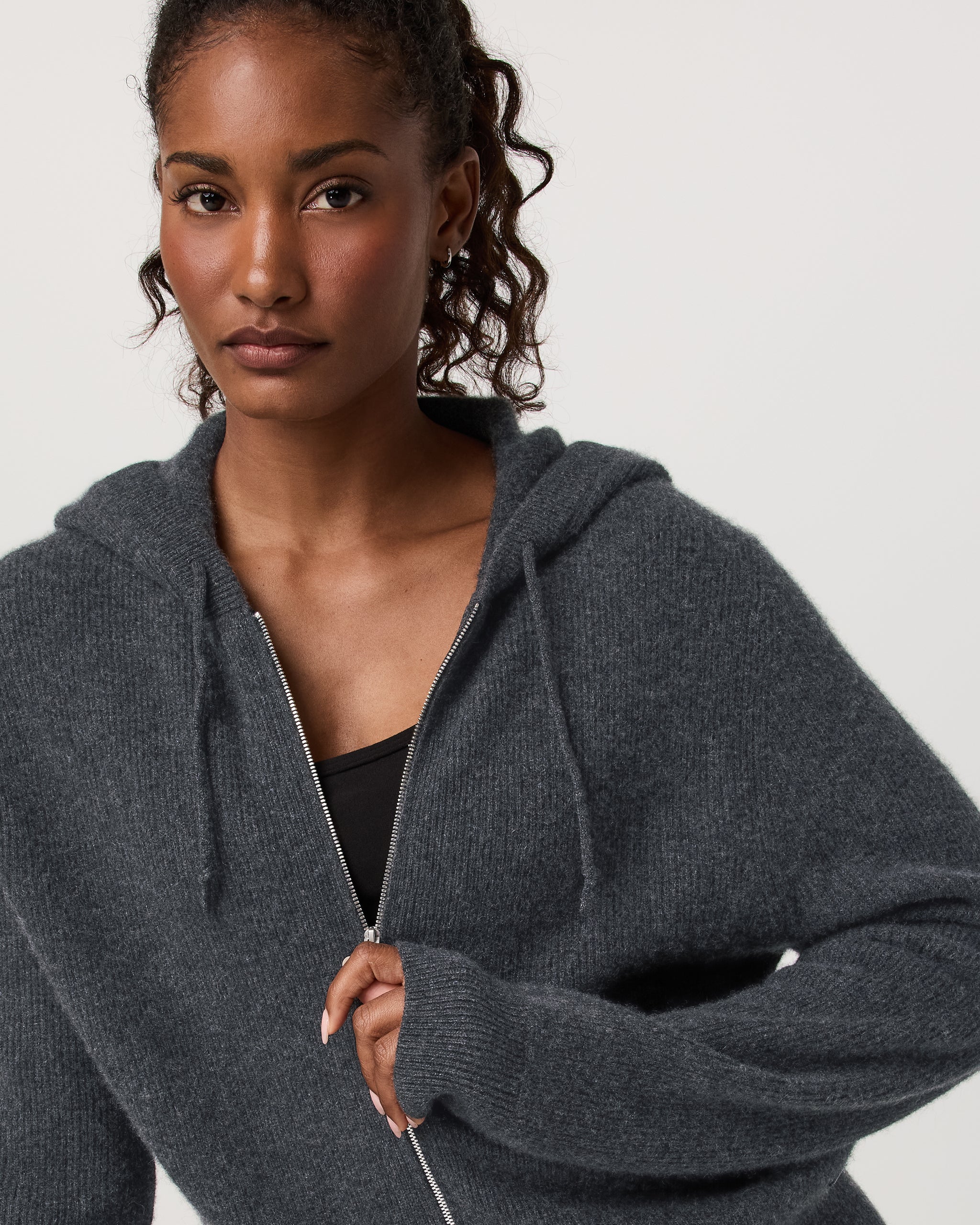 Émilie Full Zip Cashmere Rib Hoodie - Vuori Warehouse Sale​