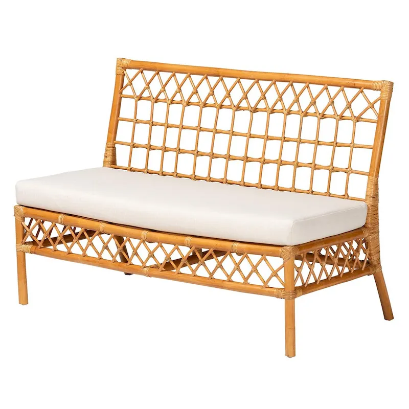 Capella Contemporary Bohemian Honey Rattan Dining Bench