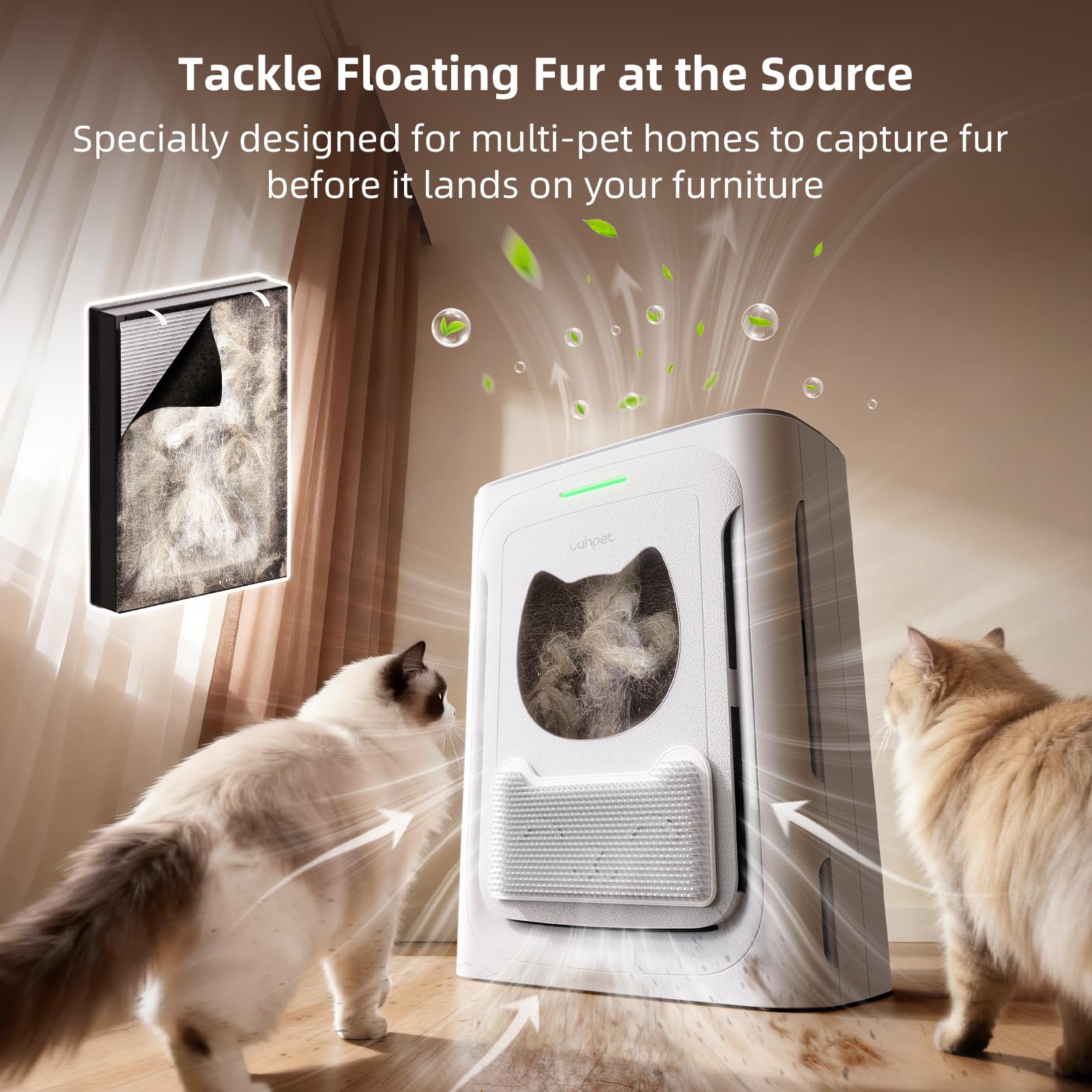 UAHPET Pet Air Purifier for Home - HEPA, Large Rooms, Odor Removal