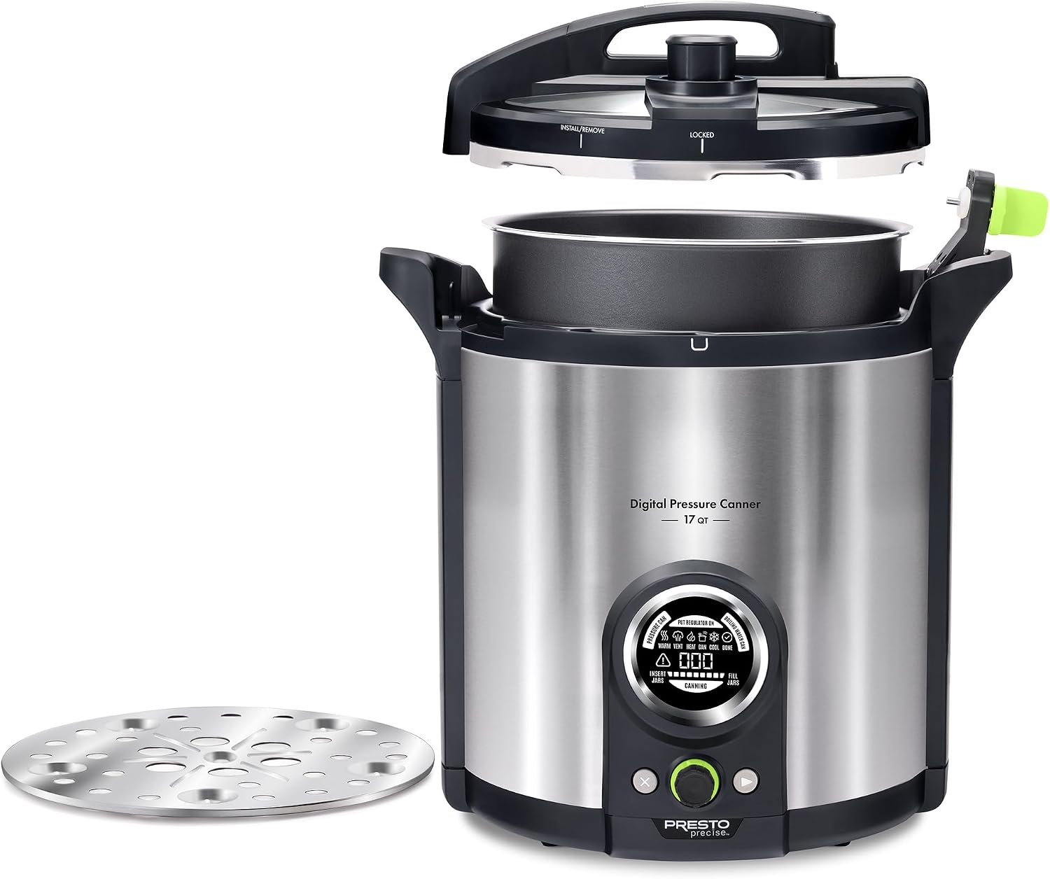 17 quart digital pressure canner model 02152 stainless steel electric canner with touch control and canning rack