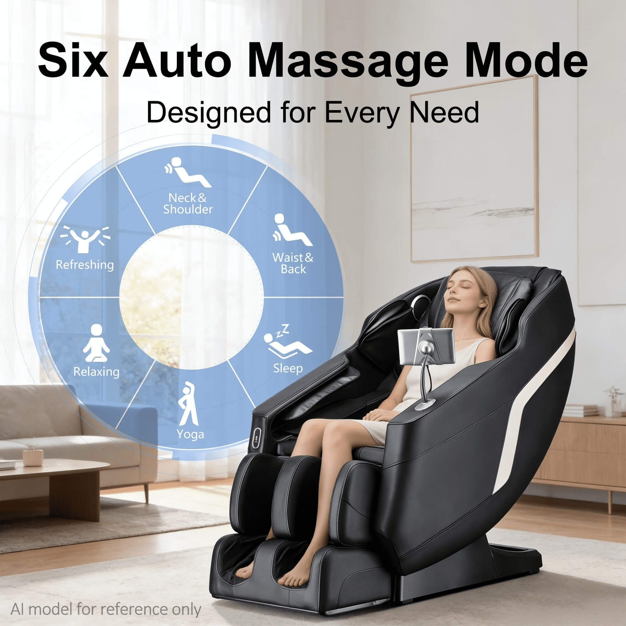 BOSSCARE Full Body Shiatsu Recliner Massage Chair Zero Gravity with USB Port and App, Black