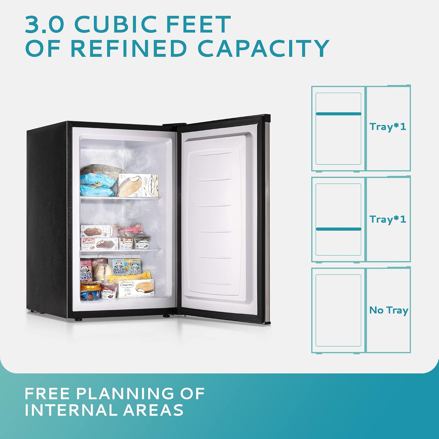 3.0 Cu Ft Upright Freezer UF001-30 Compact Single Door Stainless Steel Mini Freezer Reversible Door Silver