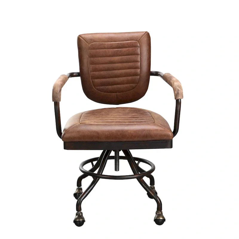 Aurelle Home Vintage-Inspired Soft Brown Leather Rustic Desk Chair