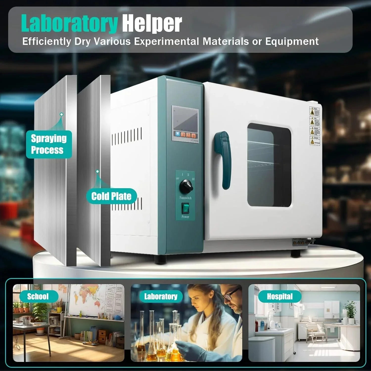 110V 1000W Horizontal Electric Blast Drying Oven 45L/12Gal Lab Forced Air Convection Drying Oven with Intelligent Temperature Controller for Industrial, Schools, Research Institutes
