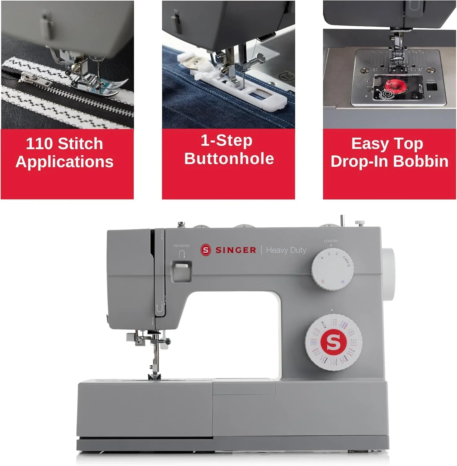 4452 Heavy Duty Sewing Machine, 110 Stitches, LED Light
