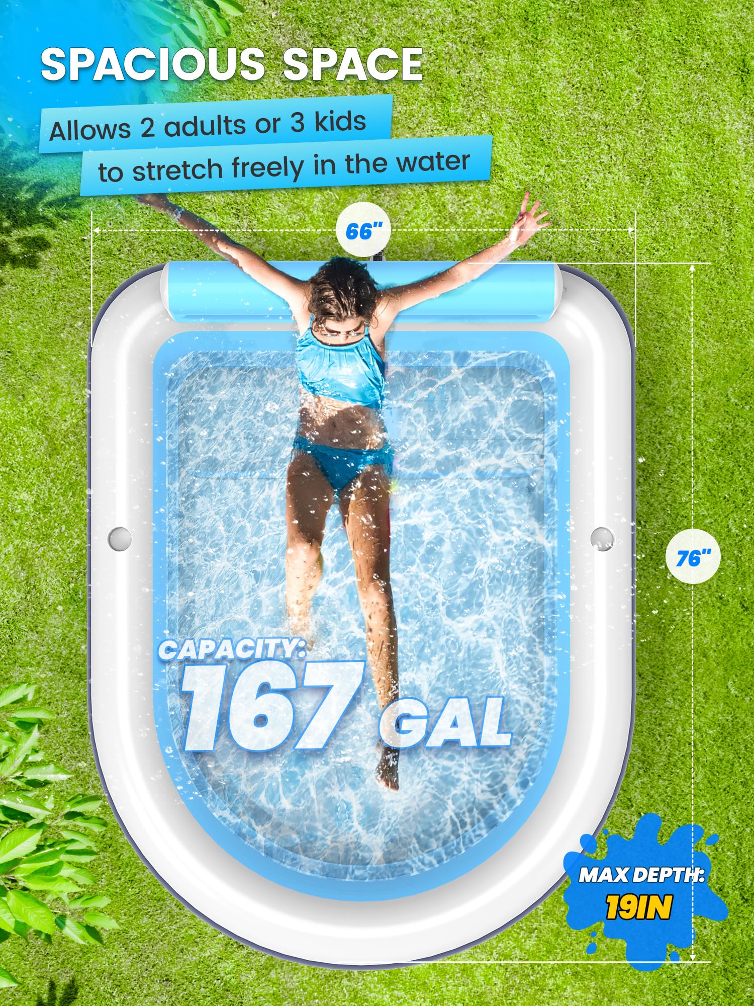 VISTOP Inflatable Swimming Pool with Seats and Cup Holders
