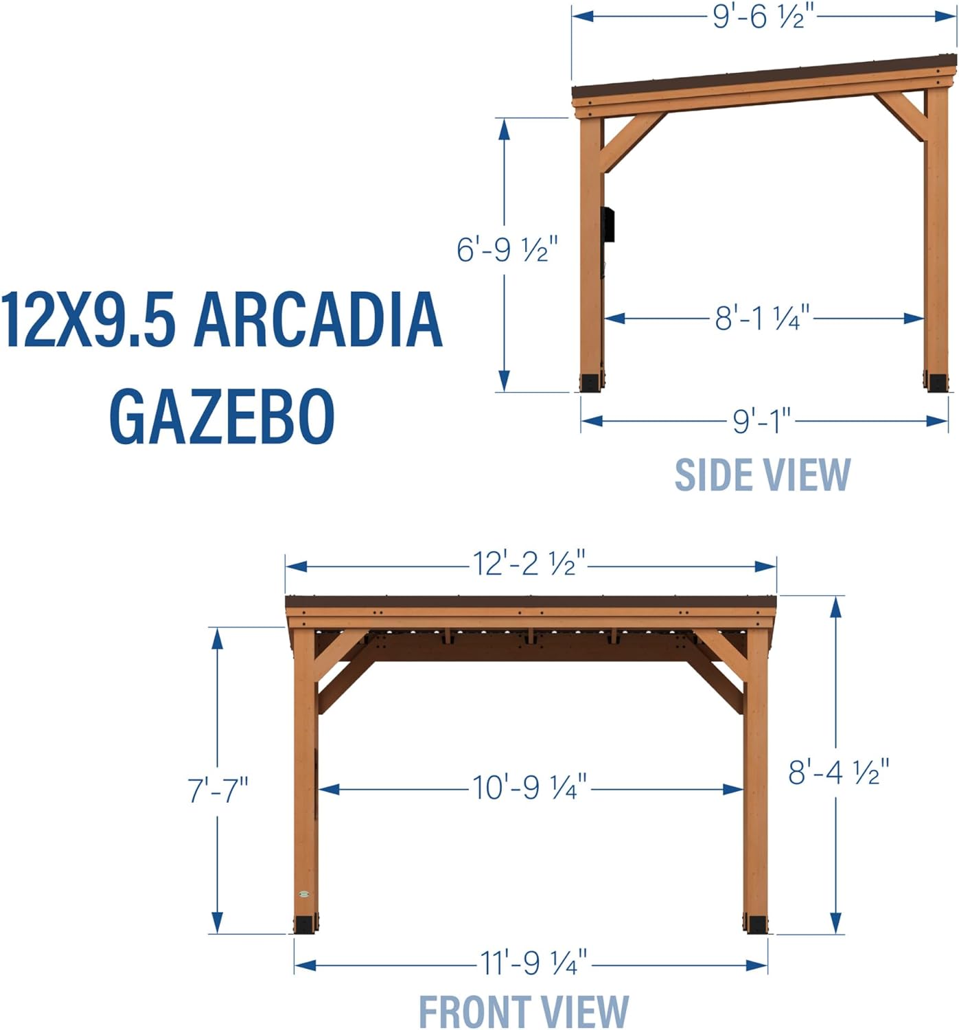 Backyard Discovery Saxony XL 12' x 6' Cedar Wood BBQ Grill Gazebo Pavilion with Hardtop Galvanized Steel Roof, Bar Tops, Powerport, Snow Support, Wind Resistance, Cook Station for Outdoor Patio, Deck