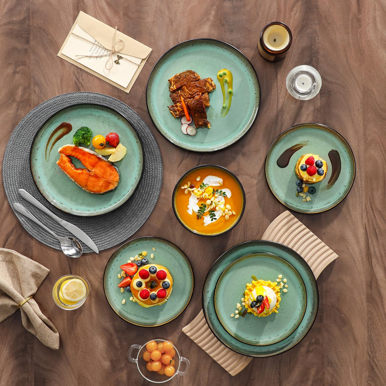 VANCASSO Amber Stoneware Dinnerware Set - 24 Pieces for 8
