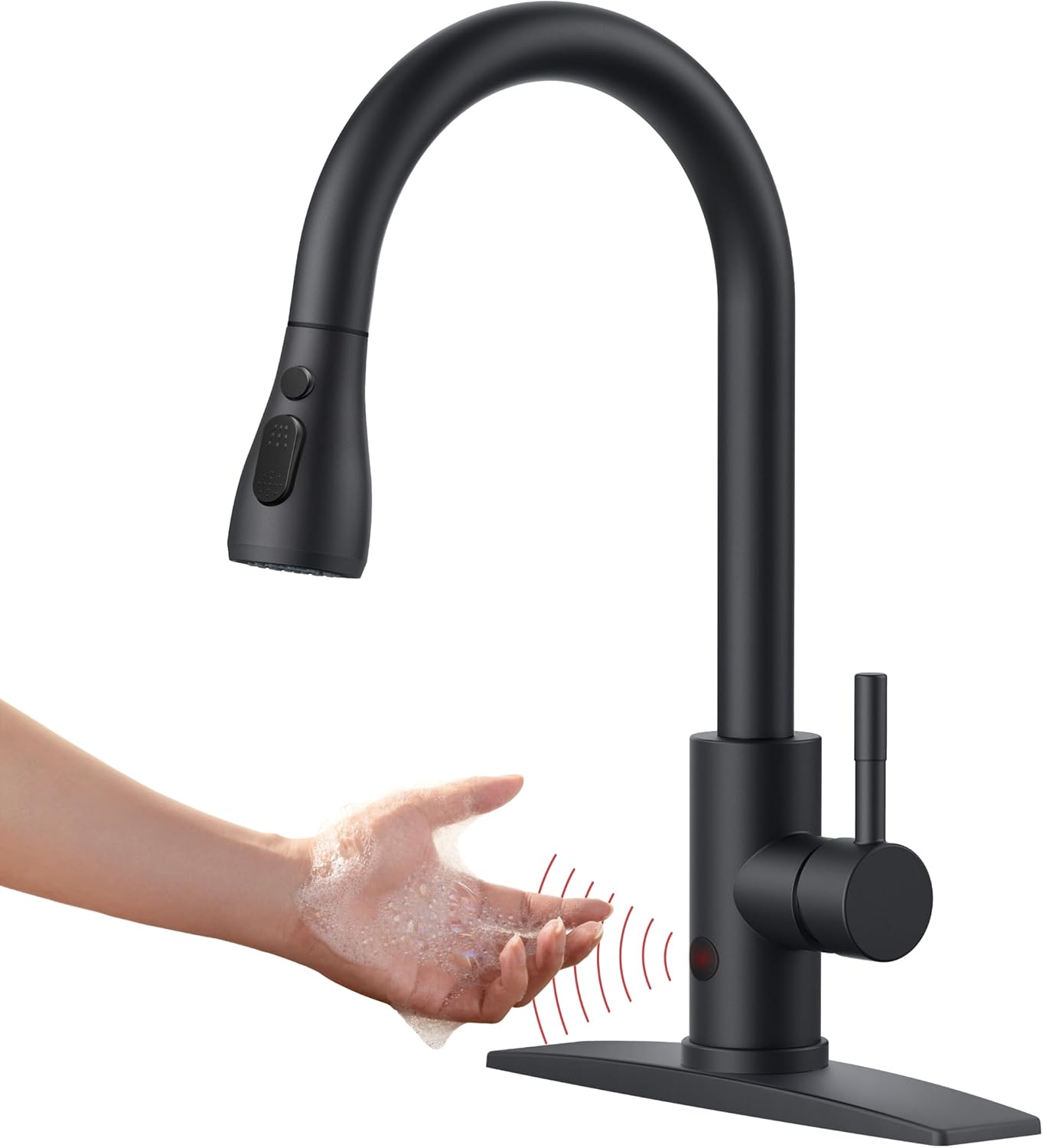 FORIOUS Touchless Kitchen Faucets, Brushed Nickel Kitchen Faucet with Pull Down Sprayer, Single Handle Smart Motion Sensor Kitchen Sink Faucet,Contemporary Hands-Free Sink Faucet for Farmhouse Laundry
