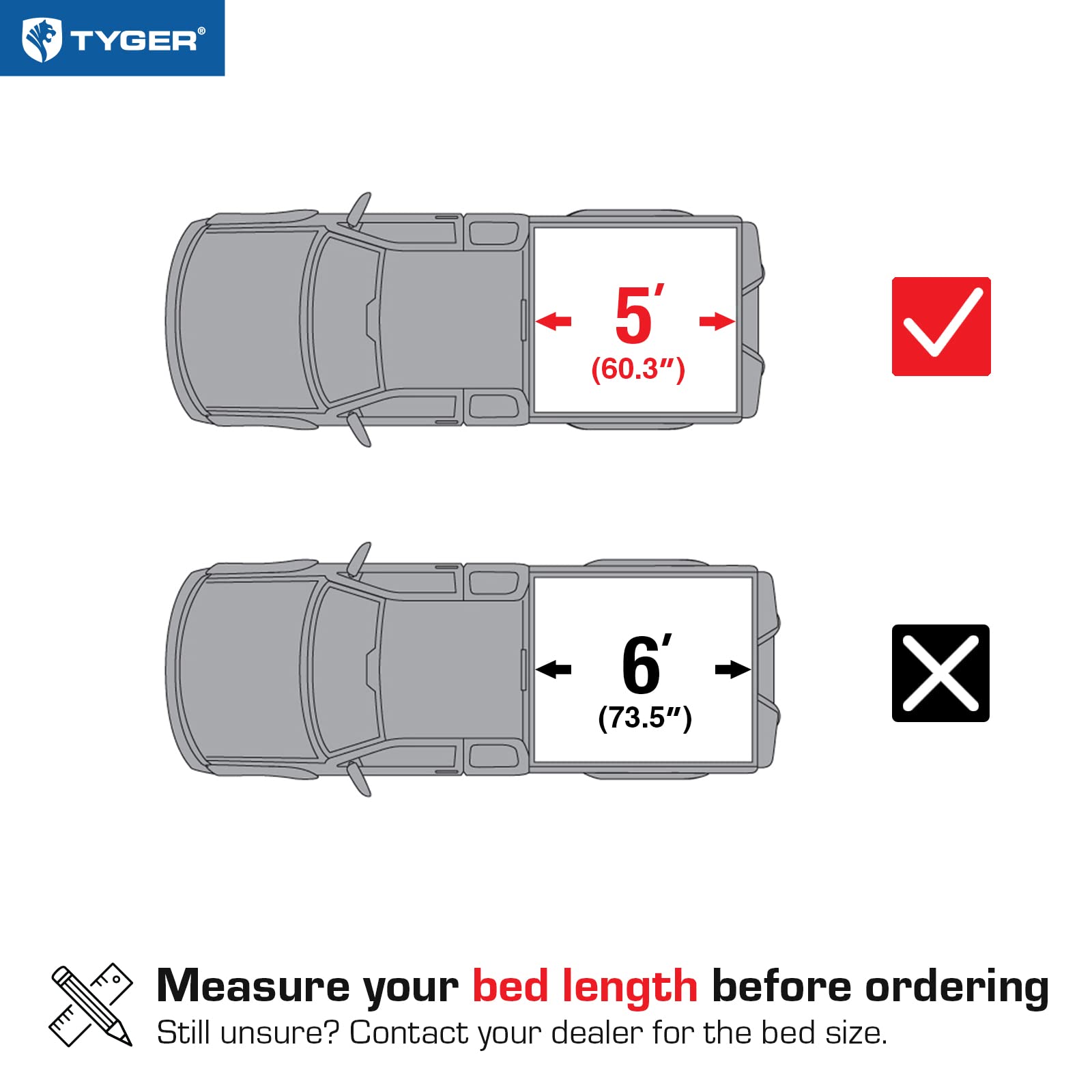 TYGER AUTO T1 Soft Roll-up Tonneau Cover for 2024-2026 Tacoma