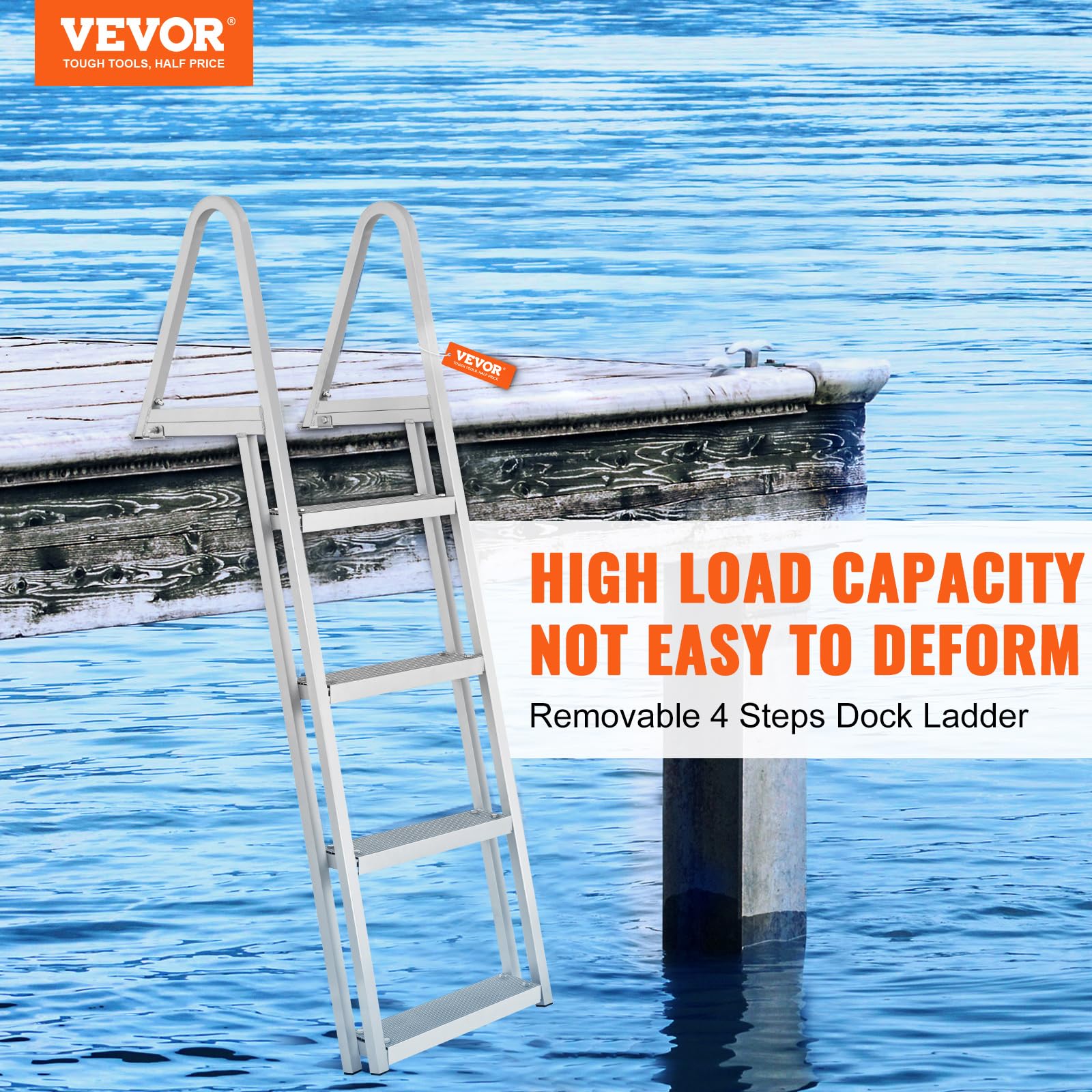 VEVOR Removable 4-Step Dock Ladder with 350 lbs Capacity