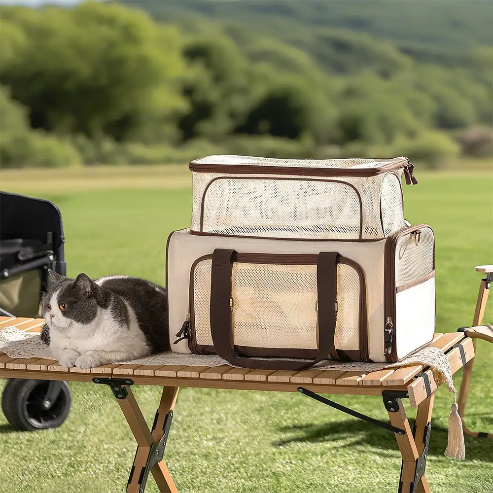 3 In 1 Breathable Large-Capacity Expandable Cat Carrier Bag for Travel and Airline