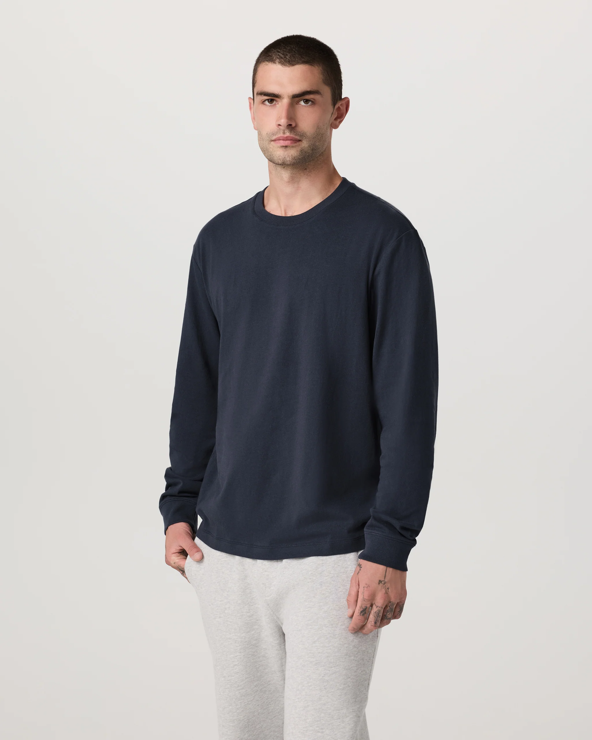 Long Sleeve Vuori Heavyweight Cotton Tee - Relaxed Fit - Vuori Warehouse Sale​