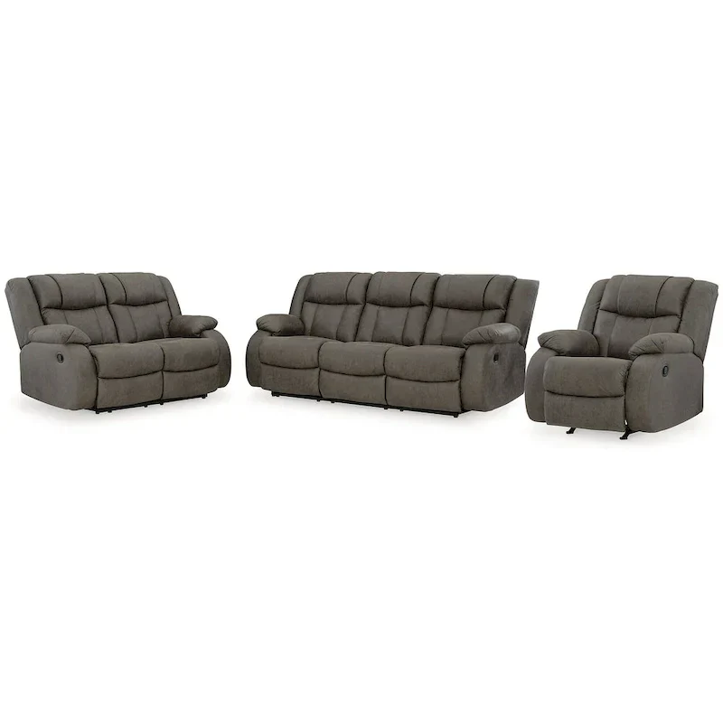 Signature Design by Ashley First Base Gray 3-Piece Upholstery Set - Dimensions: 86W x 40D x 41H