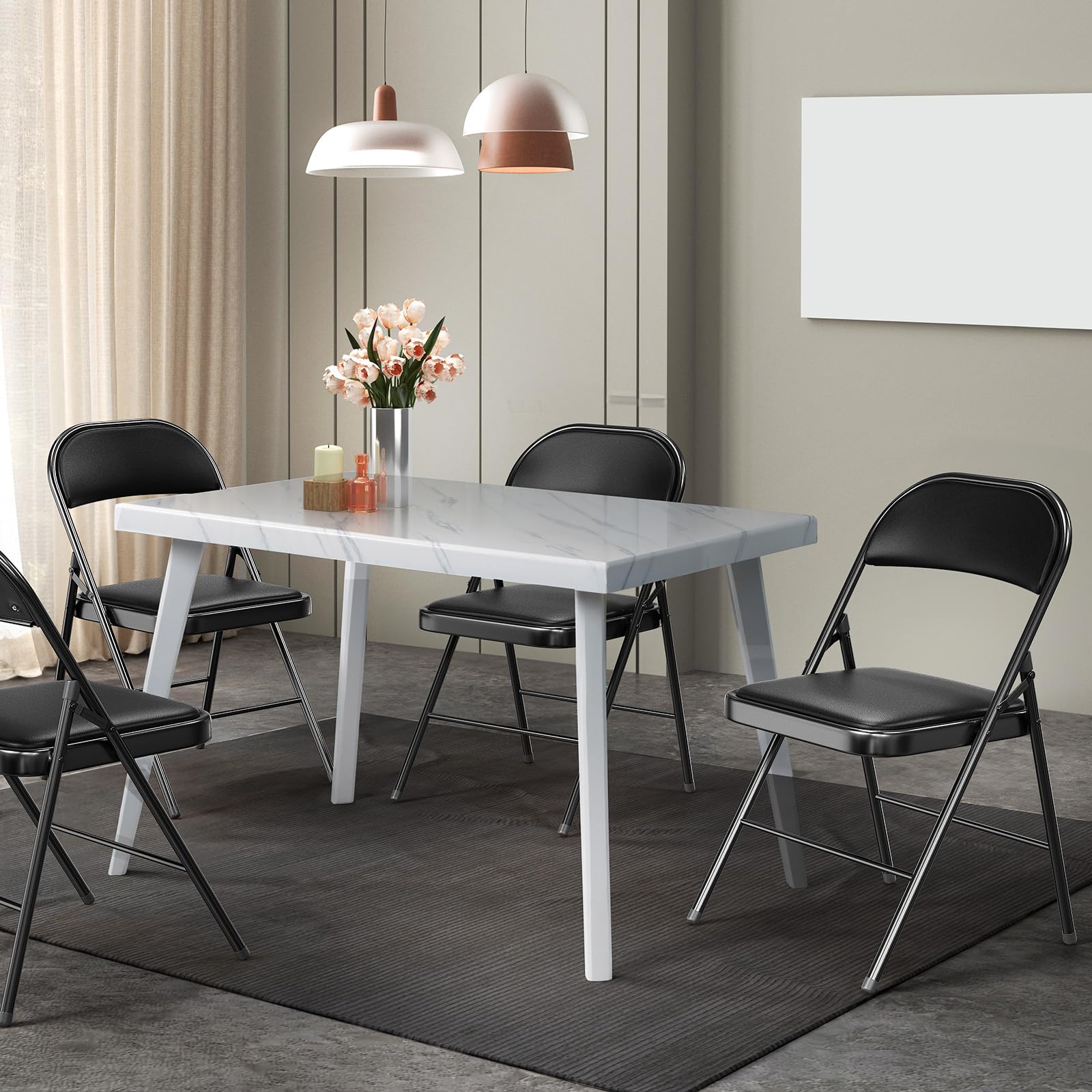 VINGLI 10 Pack Folding Chairs with Padded Seats, Black