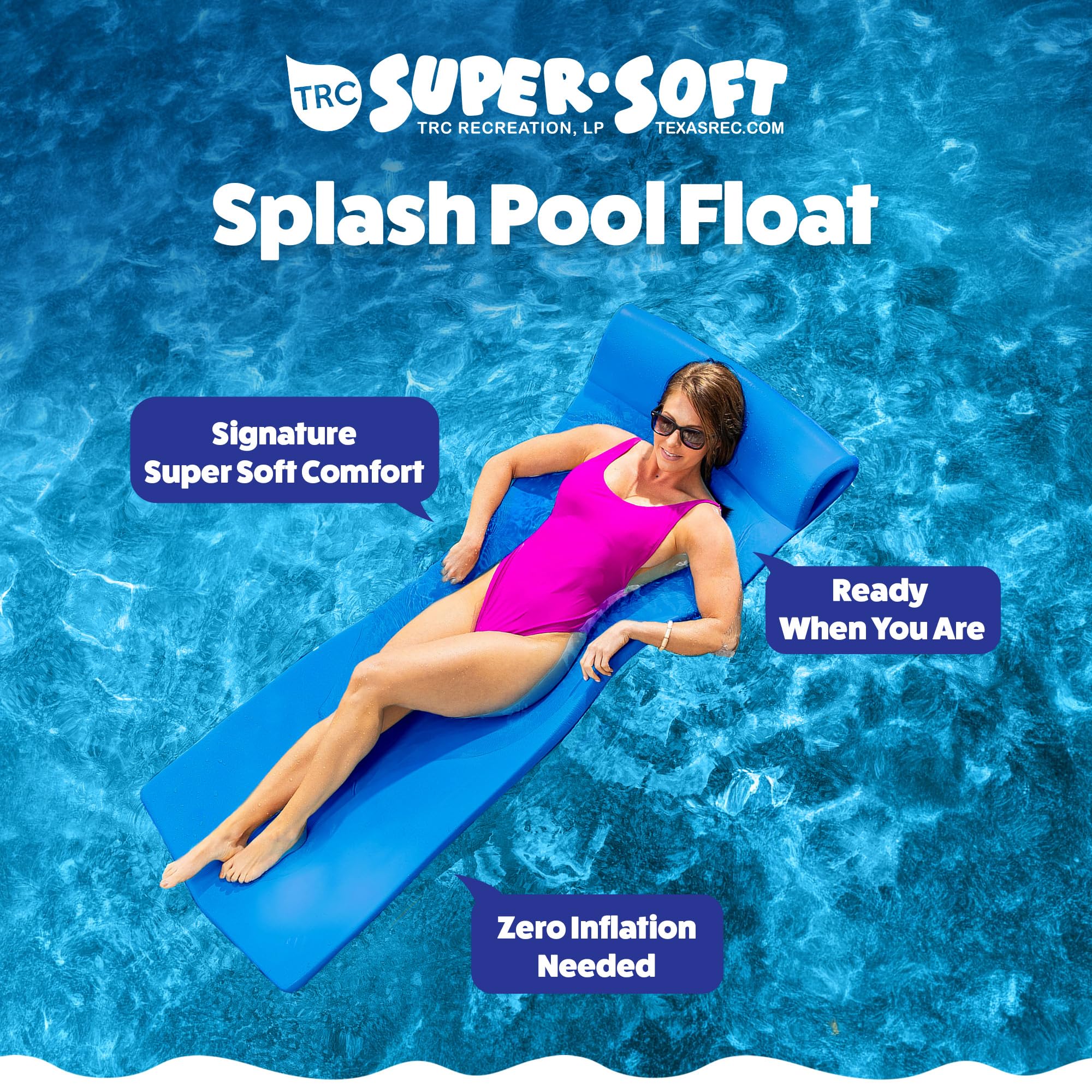 TRC RECREATION Foam Swimming Pool Float Lounger - Splash 1.25”