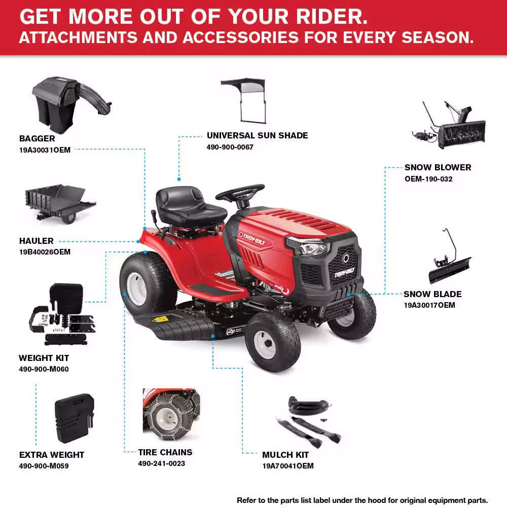Troy-Bilt Pony 42 in. 15.5 HP Briggs and Stratton 7-Speed Manual Drive Gas Front Engine Riding Lawn Tractor