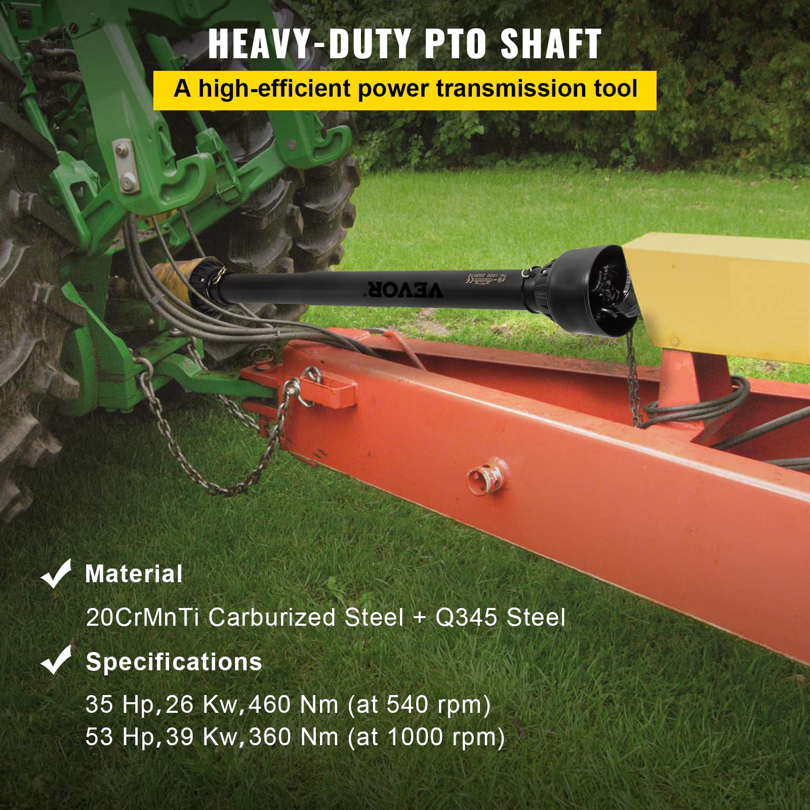 VEVOR PTO Shaft 1 3/8 with 6 Spline, 39-55 Length