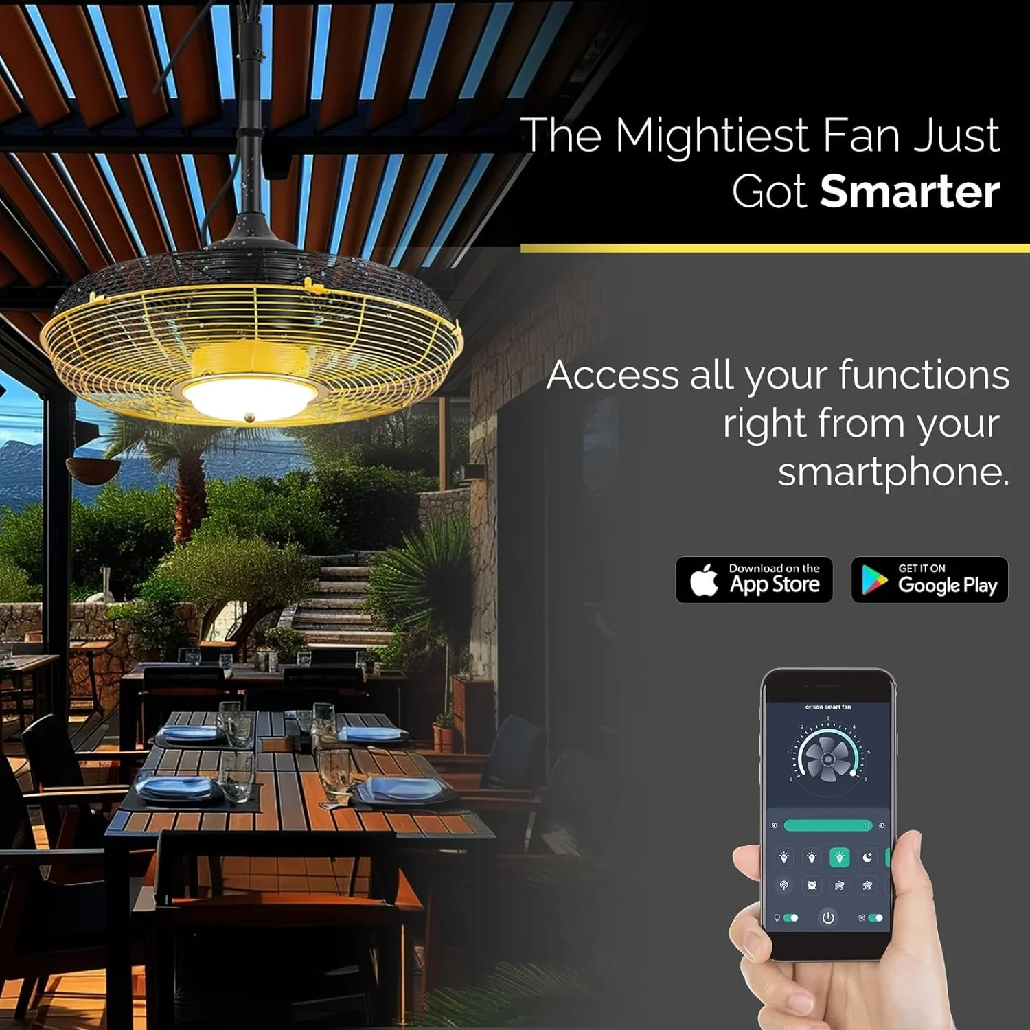 21'' Outdoor Ceiling Fan with Light, Plug in Ceiling Fan with Remote, Gazebo Fans Outdoor Hanging for Patios Waterproof, Wet Rated Hanging Fan with App Control