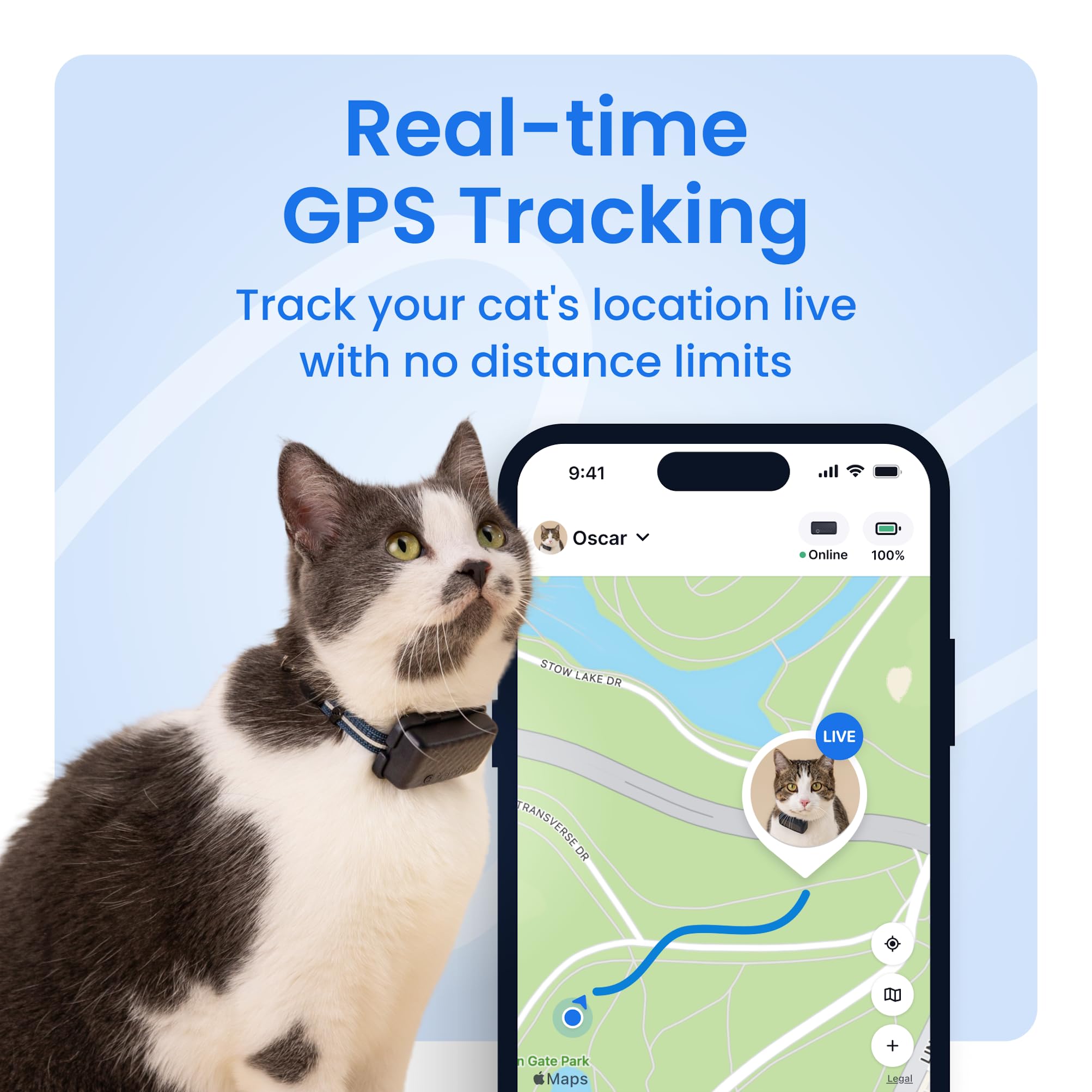 TRACTIVE Smart Cat GPS Tracker | Real-Time Location & Wellness Monitoring