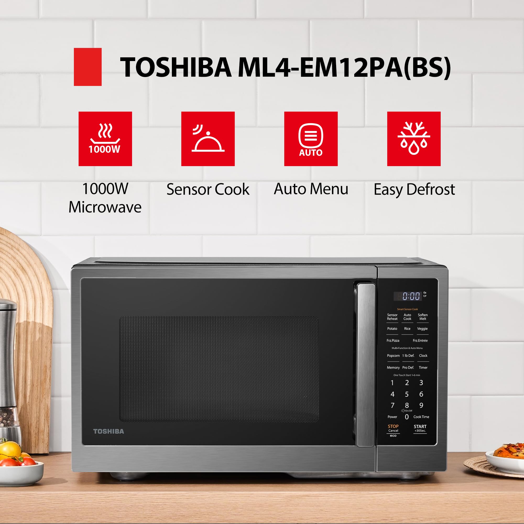 TOSHIBA ML4-EM12PA(BS) Countertop Microwave Oven, 1000W