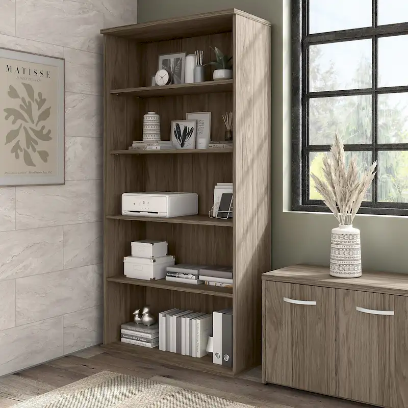Bush Business Furniture Hybrid Tall 5-Shelf Bookcase
