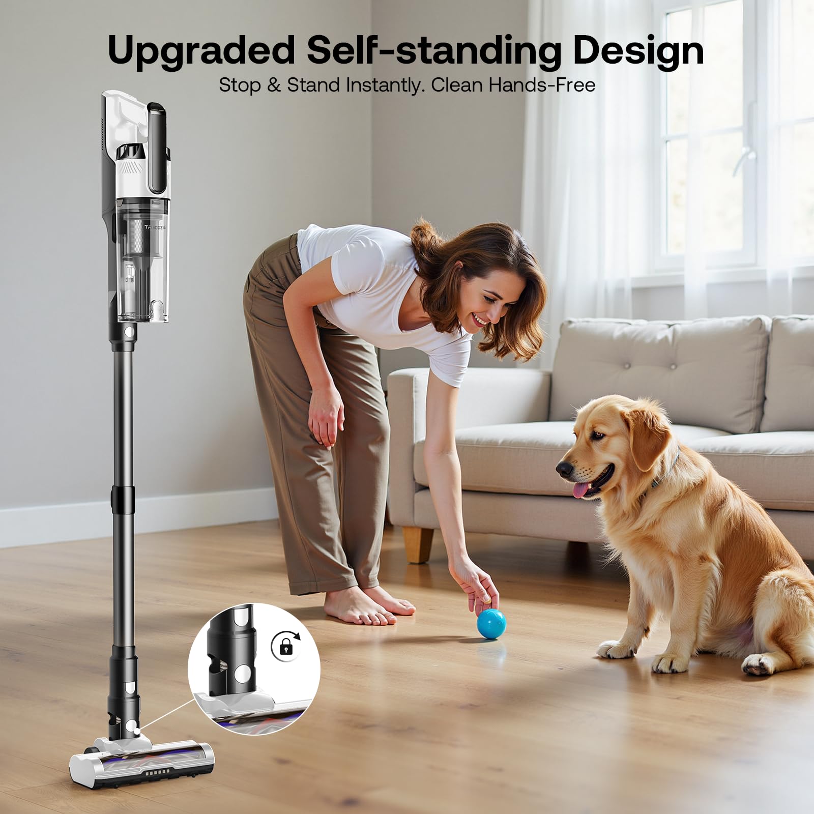 TRUCOZIE Cordless Vacuum Cleaner - Lightweight, 50 mins Runtime