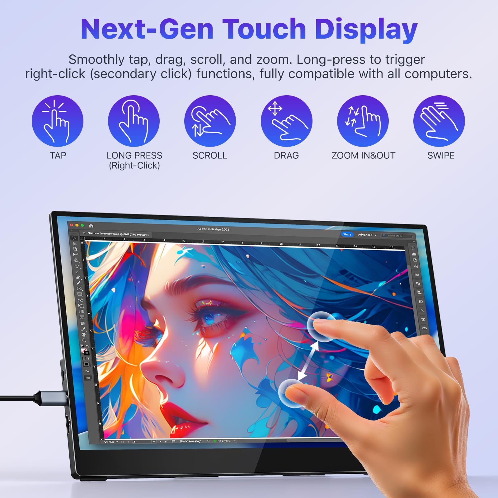 VISIONOWL Portable Monitor for Laptop - 15.6 USB-C HDMI Screen