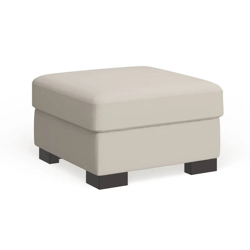 iNSPIRE Q Artisan White Cotton Fabric Down-Filled Ottoman - Lion Design