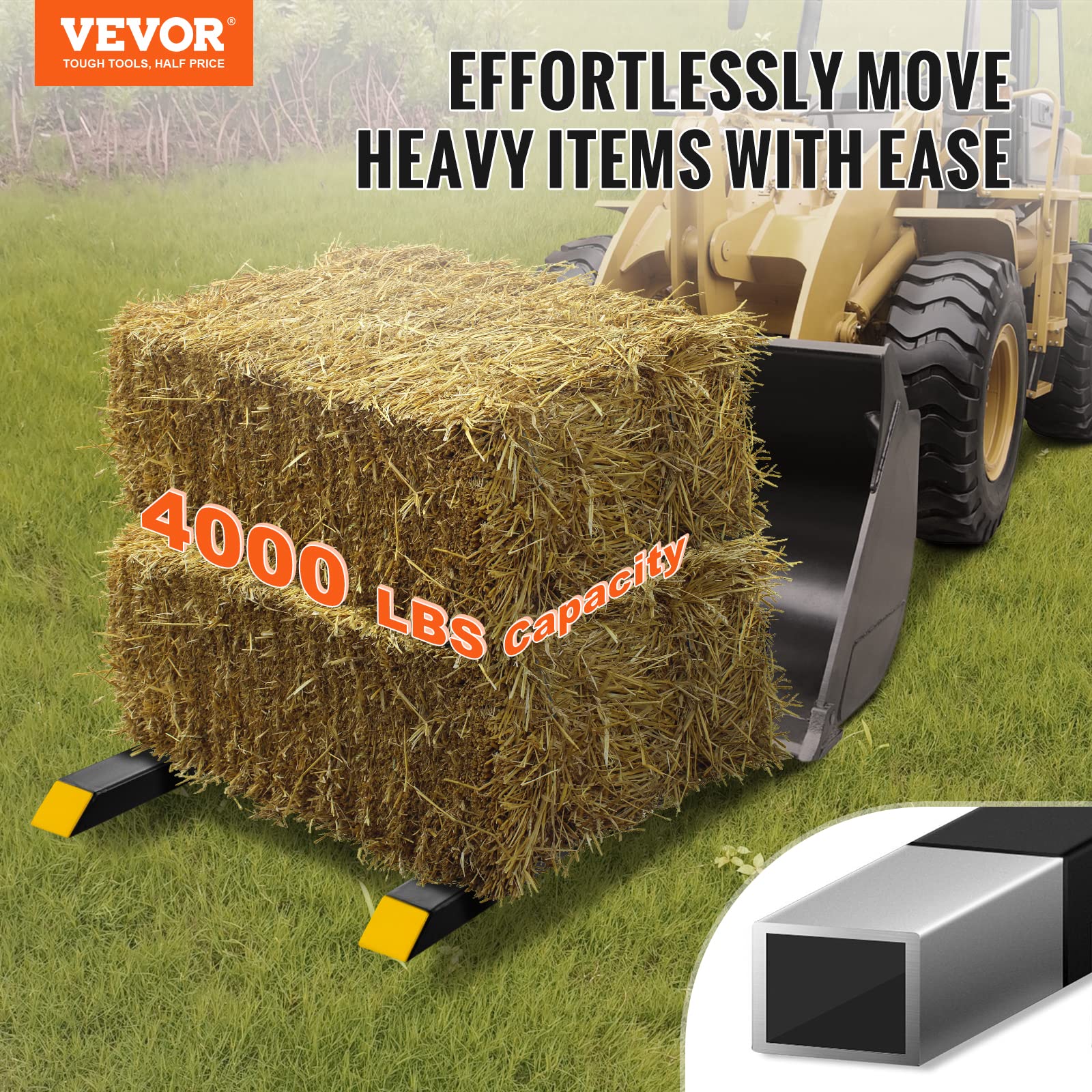 VEVOR Pallet Forks 60 Length 4000 lbs Clamp-On Heavy Duty
