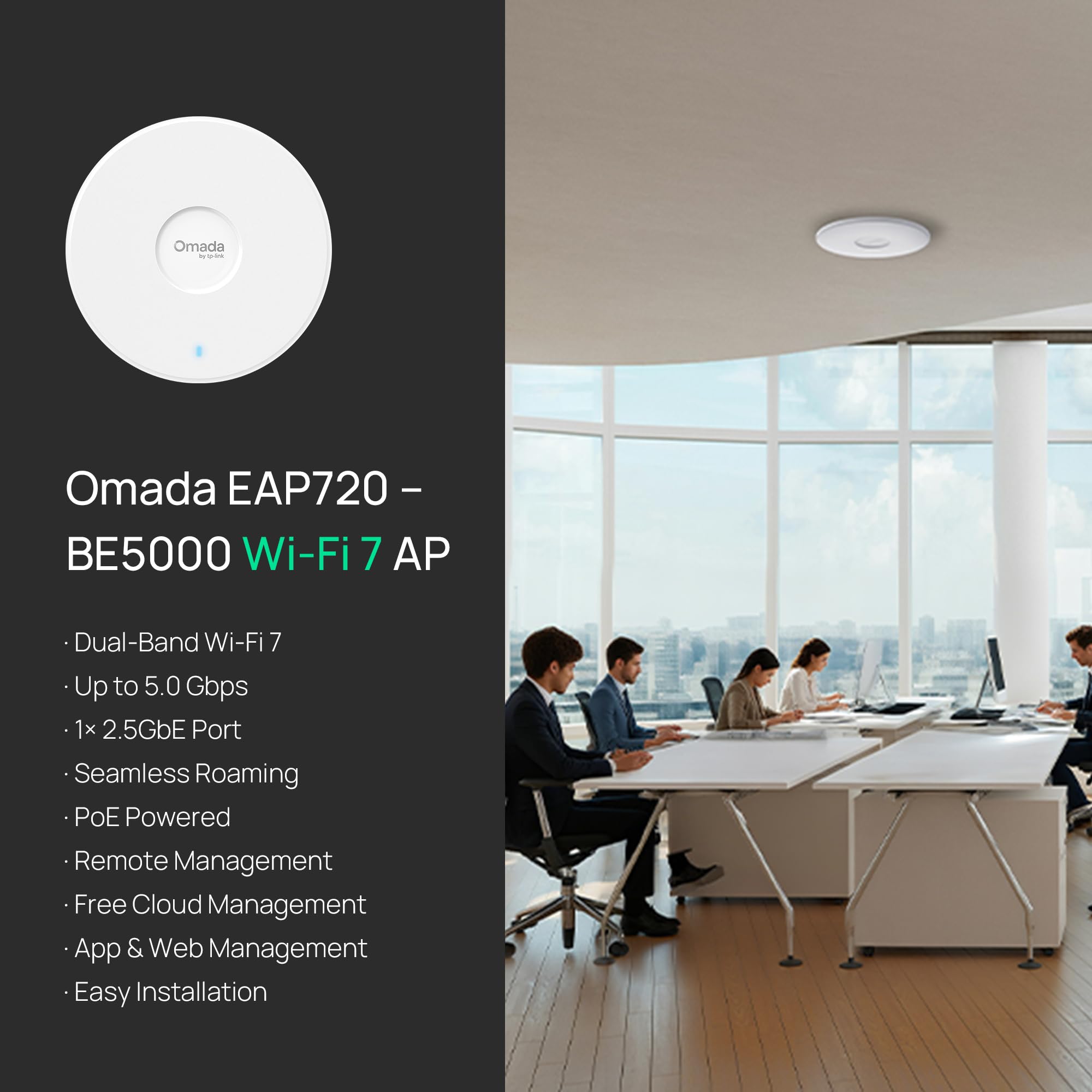 TP-LINK Omada BE5000 WiFi 7 Access Point - Dual Band, PoE+