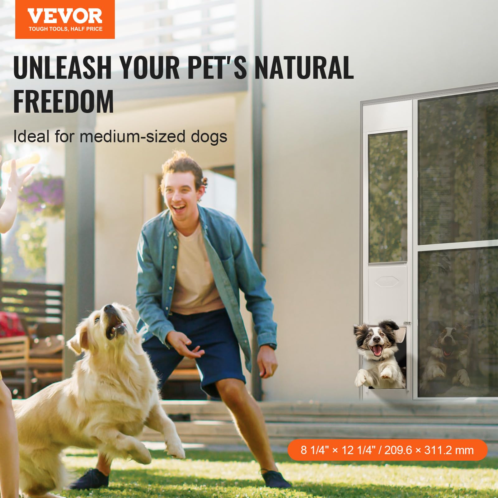 VEVOR Dog Door for Sliding Glass Door - Adjustable 75.9-80.7