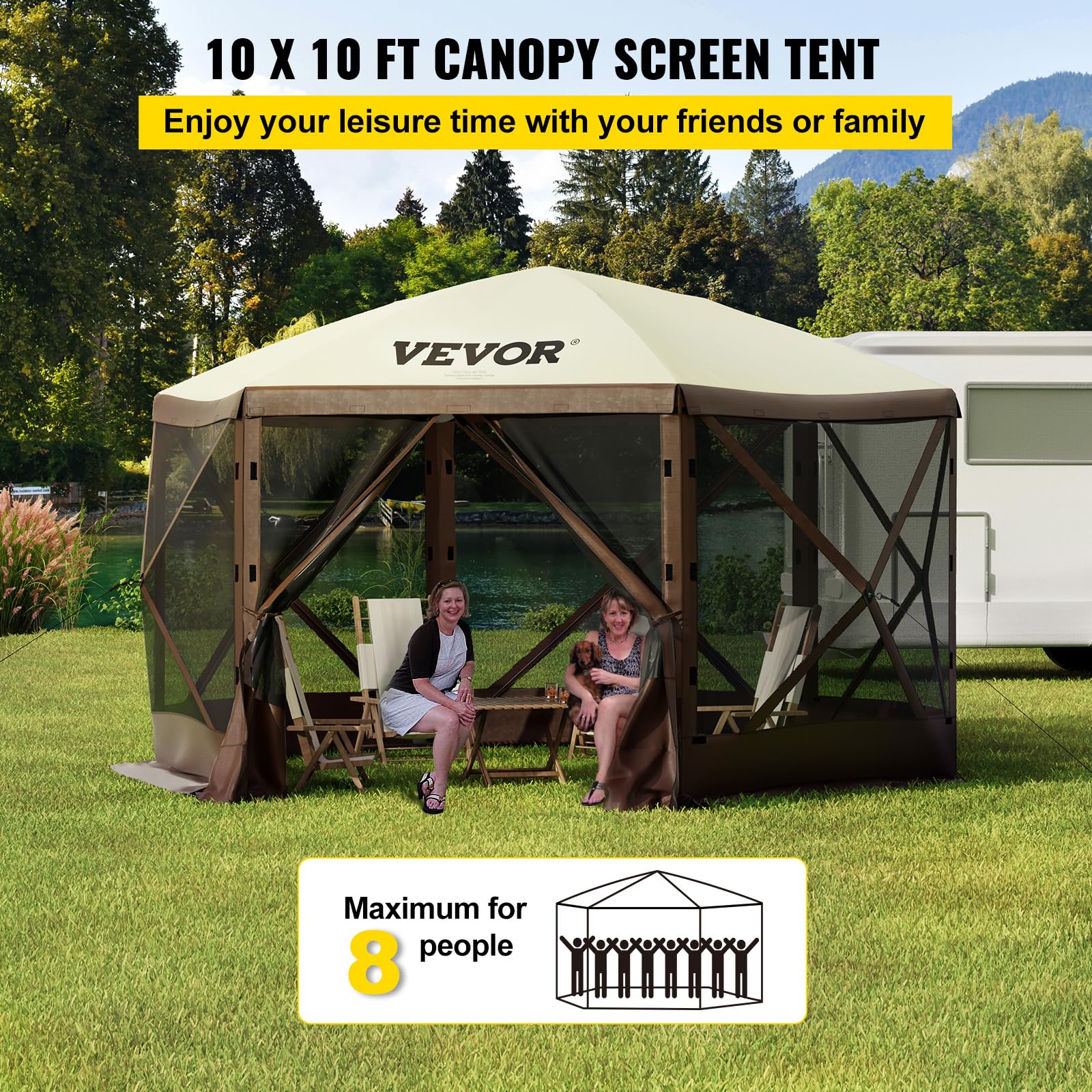 VEVOR Pop Up Gazebo Screen Tent with Mosquito Netting