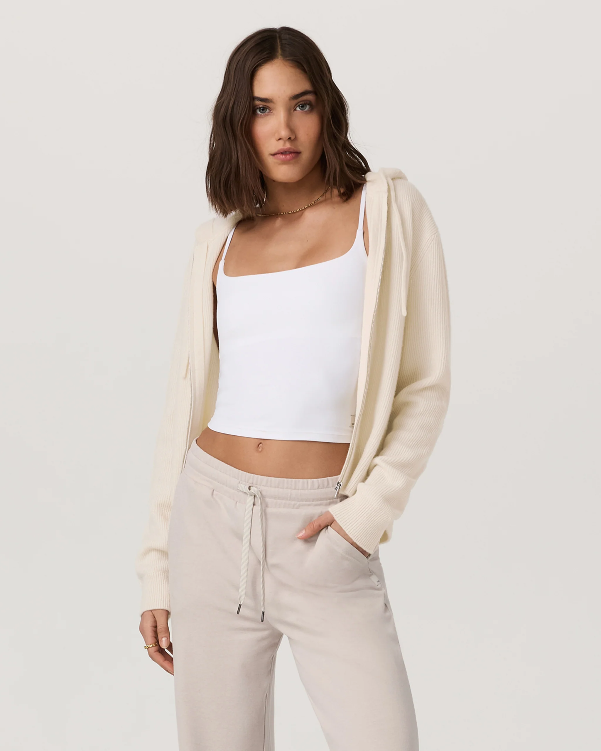Émilie Full Zip Cashmere Rib Hoodie - Vuori Warehouse Sale​