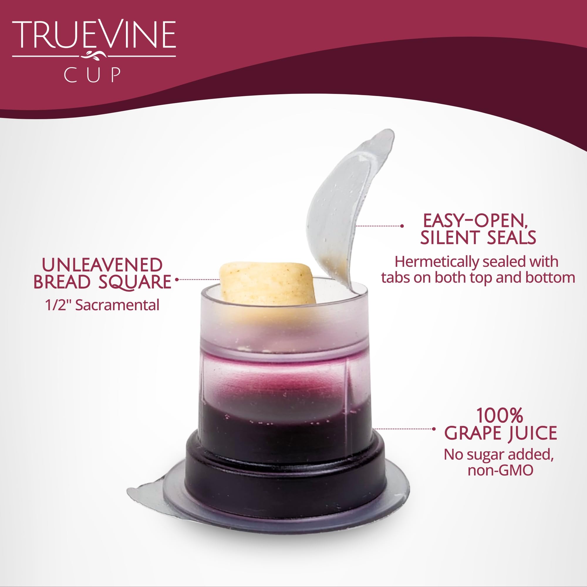 TRUEVINE Top & Bottom Communion Cups and Wafer Set - 200 Count