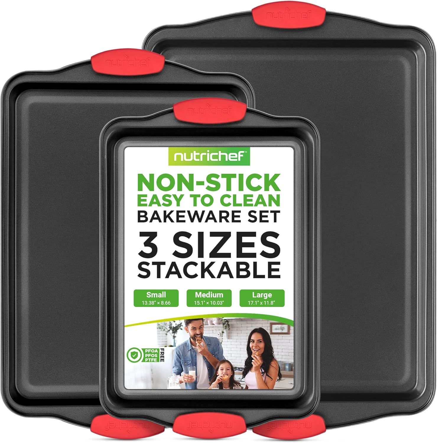 NutriChef 21-Piece Nonstick Cookware Set - Includes Saucepans, Skillets, Round & Square Baking Pans, Loaf & Muffin Pans, Pizza Crisper, Cookie Sheet, & Silicone Utensils - Complete Kitchen Set