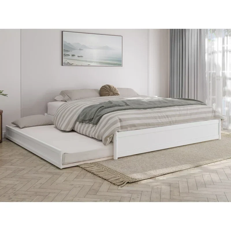 Barcelona Twin XL Trundle Panel Bed with Platform Design