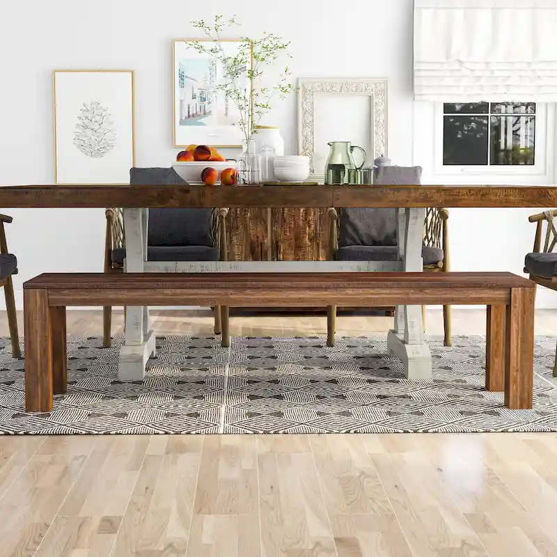 Anaisha Rustic Solid Mango Wood Dining Bench - Furniture of America