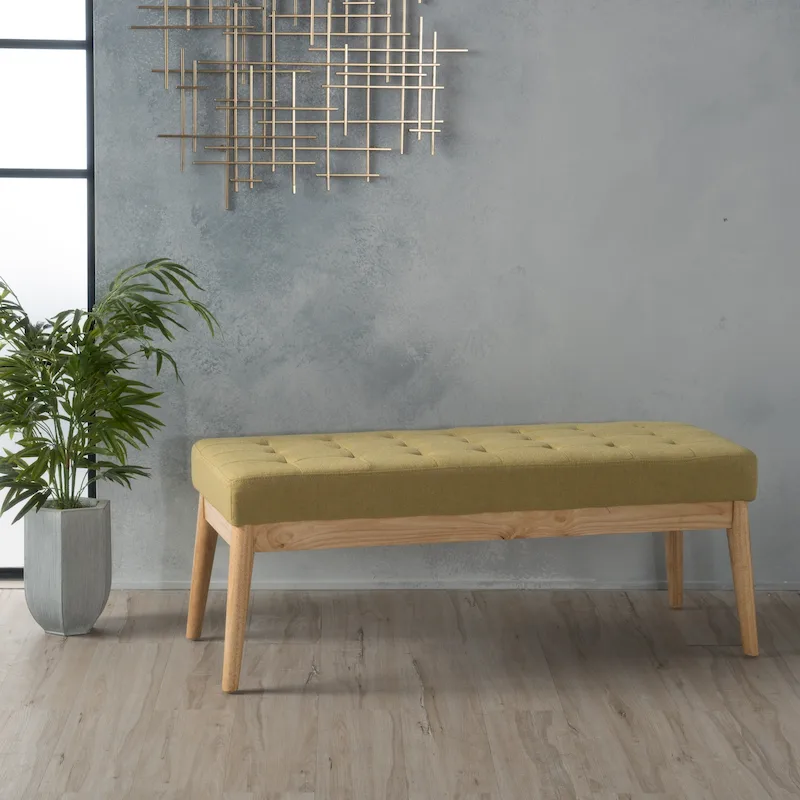Christopher Knight Home Saxon Mid-Century Tufted Fabric Ottoman Bench - 43